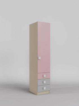 Шкаф угловой (секция с ящиками) Грэйси (Розовый/Серый/корпус Клен) в Искитиме - iskitim.katalogmebeli.com | фото 1