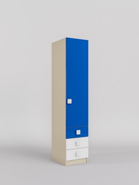 Шкаф угловой (секция с ящиками) Скай люкс (Синий/Белый/корпус Клен) в Искитиме - iskitim.katalogmebeli.com | фото
