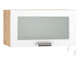Шкаф верхний со стеклом Прага ШВГС 600 (Белое дерево/корпус дуб крафт золотой) в Искитиме - iskitim.katalogmebeli.com | фото
