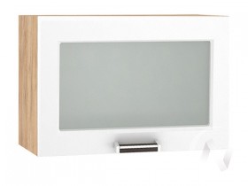 Шкаф верхний со стеклом Прага ШВГС 609 (Белое дерево/корпус дуб крафт золотой) в Искитиме - iskitim.katalogmebeli.com | фото
