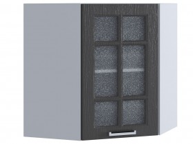 Шкаф верхний угловой со стеклом 590, ШВУС 590 (Клен серый/корпус белый) в Искитиме - iskitim.katalogmebeli.com | фото