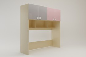 Система хранения над кроватью Грэйси (Розовый/Серый/корпус Клен) в Искитиме - iskitim.katalogmebeli.com | фото 2