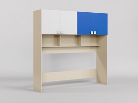 Система хранения над кроватью Скай (Синий/Белый/корпус Клен) в Искитиме - iskitim.katalogmebeli.com | фото