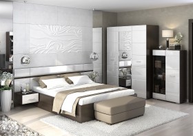 Спальня Вегас (Венге/Белый глянец) в Искитиме - iskitim.katalogmebeli.com | фото