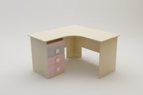 Стол угловой Грэйси (Розовый/Серый/корпус Клен) в Искитиме - iskitim.katalogmebeli.com | фото 2