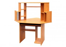 Угловой компьютерный стол (Вишня Оксфорд) в Искитиме - iskitim.katalogmebeli.com | фото