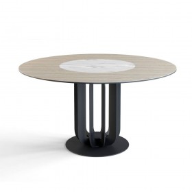 Стол круглый Rotor (160), шпон + керамика светлая в Искитиме - iskitim.katalogmebeli.com | фото