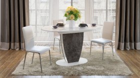 Стол обеденный «Монреаль» Тип 1 (Белый глянец/Моод темный) в Искитиме - iskitim.katalogmebeli.com | фото