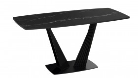 Стол раздвижной «Фабио» Тип 1 (Черный муар/Стекло черное) в Искитиме - iskitim.katalogmebeli.com | фото 4
