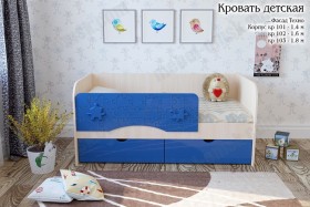 Техно Кровать детская 2 ящика 1.6 Синий глянец в Искитиме - iskitim.katalogmebeli.com | фото
