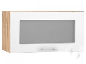 Шкаф со стеклом Валерия-М ШВГС-600 (Белый глянец/Дуб Крафт Золотой/верхний/горизонтальный) в Искитиме - iskitim.katalogmebeli.com | фото